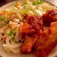 Snapdishの料理写真:BBQ chicken and Asian salad. #Bbq #BbqChicken #AsianSalad #Dinner|lynさん