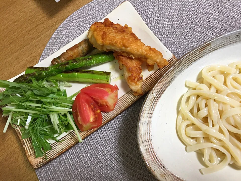 今日の晩御飯
冷やしうどん、ささみフライが大成功✨|2493さん