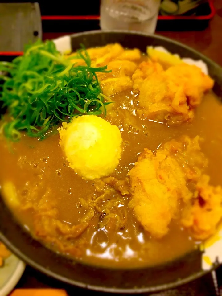 カレーうどん♪とり天、あげ玉子入り♪|☆マミ☆さん