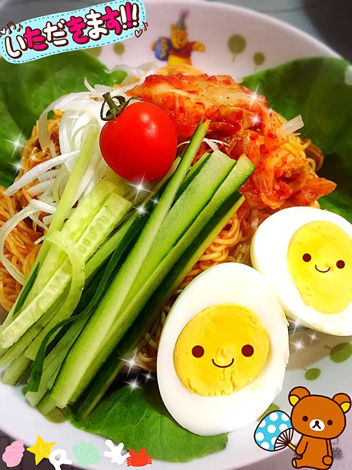 Snapdishの料理写真:夜勤明けで作った晩御飯はビビンバ素麺|しずママさん