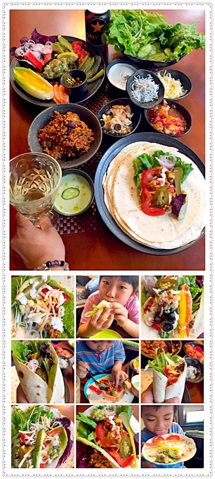 Today's Burritos Dinner🌿ﾜｶﾓｰﾚ･ｻﾙｻ･ﾄﾙﾃｨｰｼﾞｬ･ﾁﾘｼﾝｶﾝ･海老,ﾂﾅ,しらすdeﾌﾞﾘｰﾄ|🌈Ami🍻さん