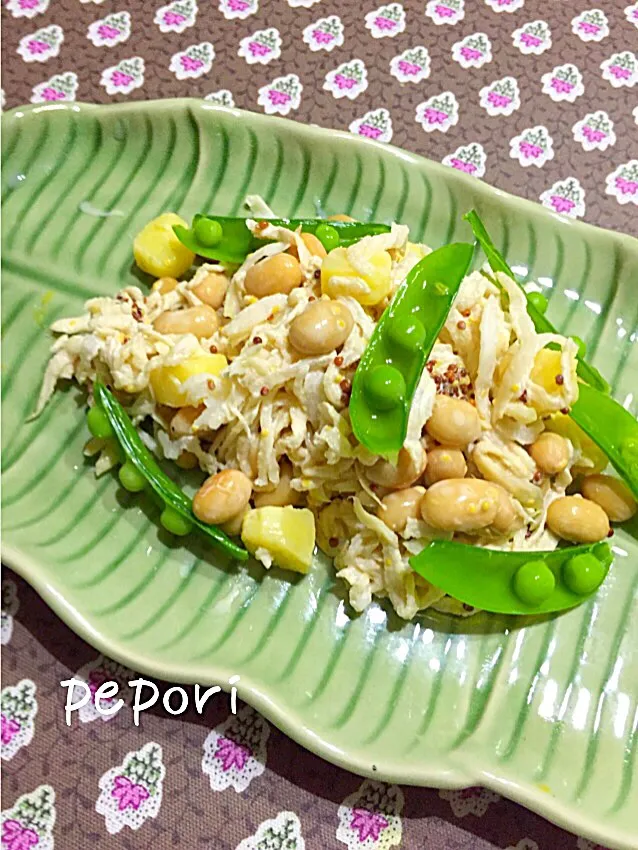 ことり*さんの料理 蒸し豆と切り干し大根の
　　マヨ粒マスタード和え*|ぺぽりさん