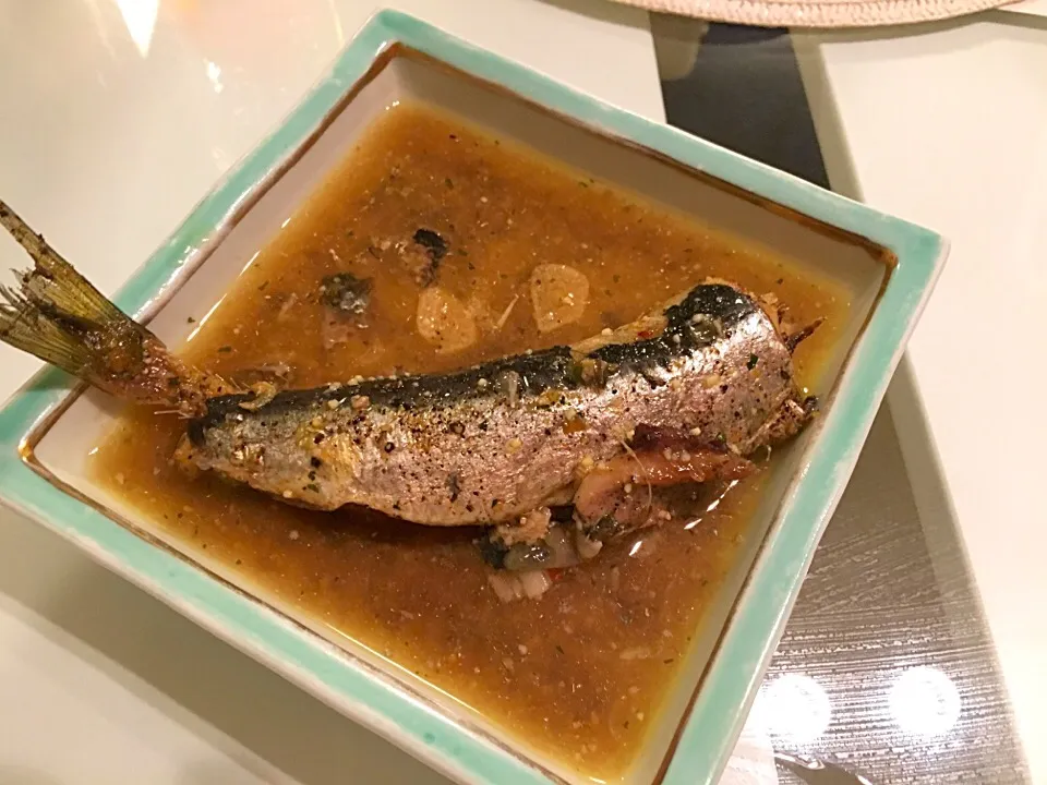 日本酒で鰯のオイルサーディン🐟|まるるんさん