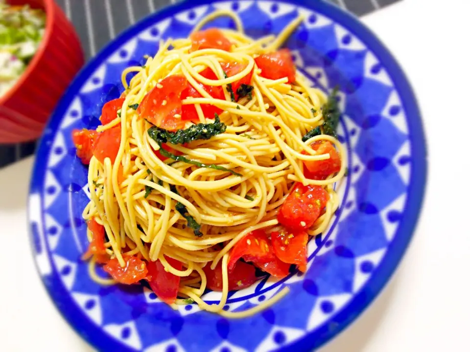 トマトと大葉の冷製パスタ🍅🌿|わかなさん