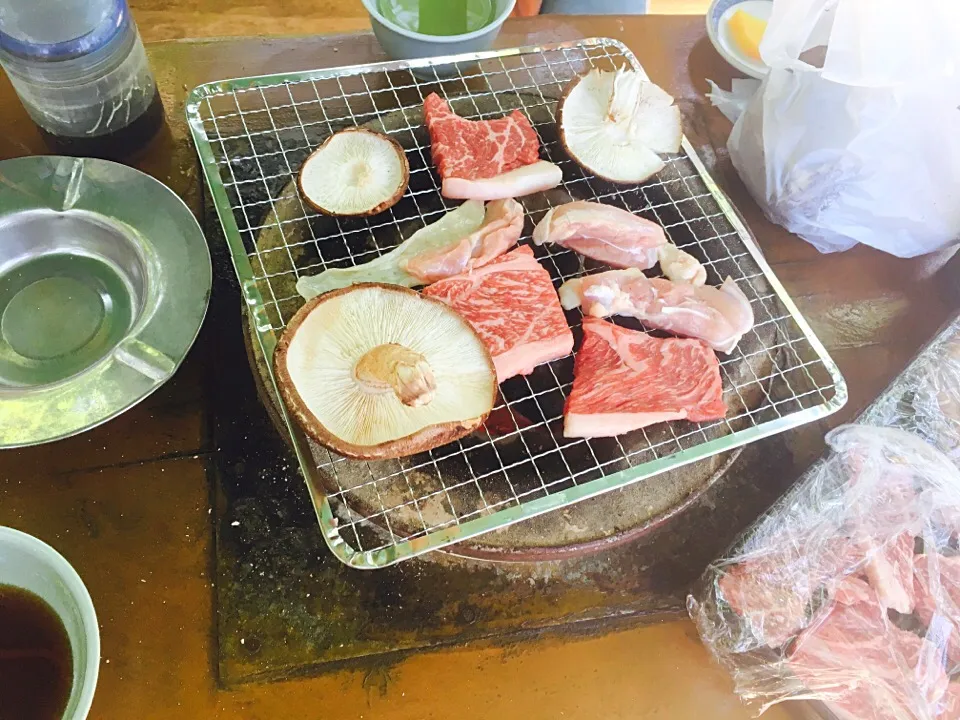 しいたけ狩りからのバーベキュー🍖|くろねこっく🐈‍⬛さん