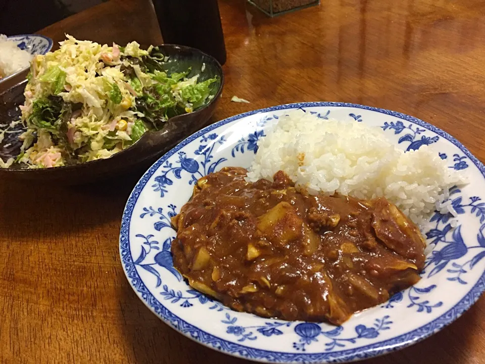 キャベツ祭り第1弾
キャベツカレーとキャベツサラダ|さんだーさん