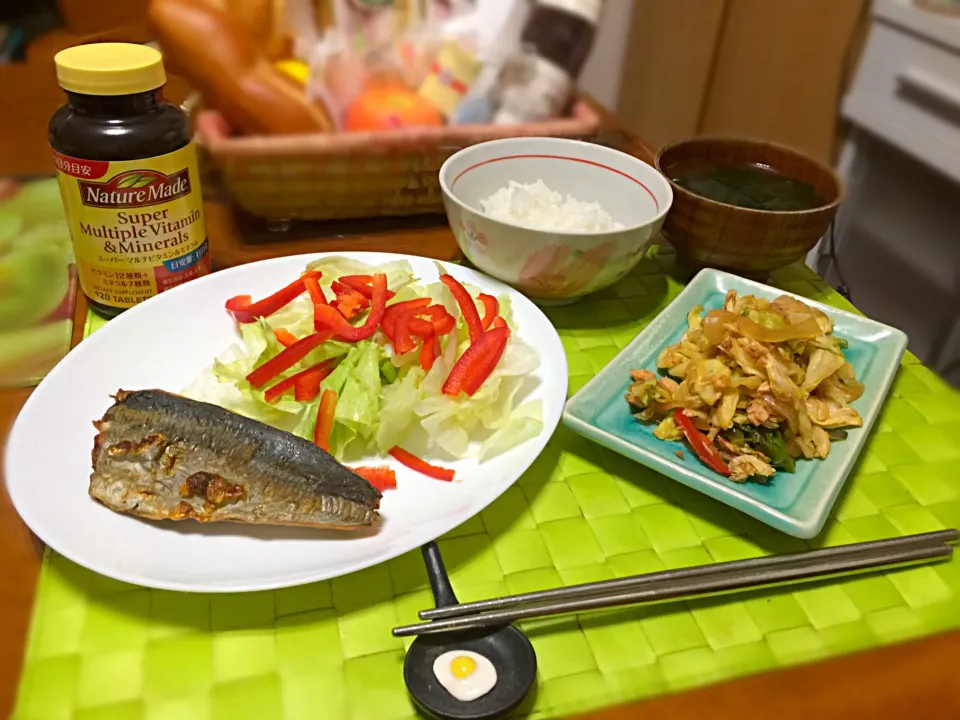 鯵の一夜干し&野菜炒め|マニラ男さん