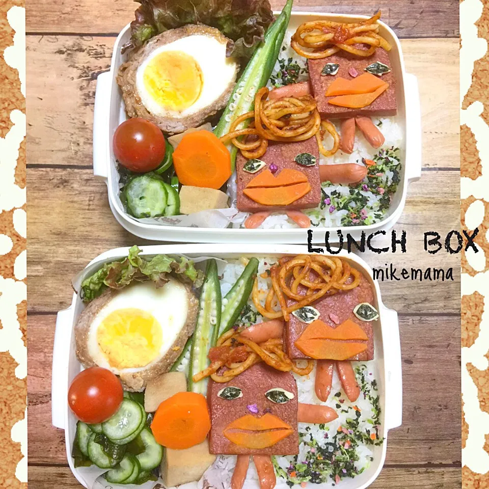 Snapdishの料理写真:息子＆旦那弁当  スパムさん|miyukiさん