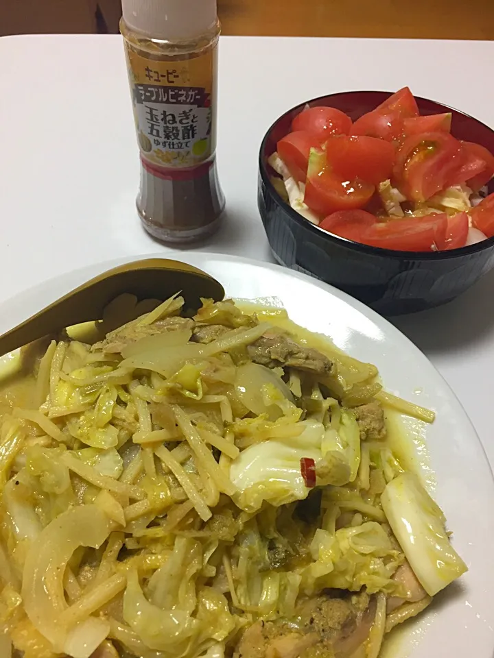 路地野菜に新作ドレッシングとグリーンカレー|小次郎さん