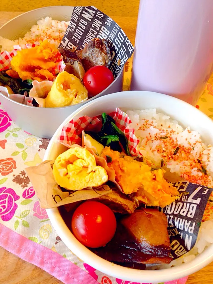 🐤JC1年弁当🐤
◇ブリ照煮
◇だし巻卵
◇チーズ法蓮草
◇南瓜サラダ🎃|ぽぽママさん