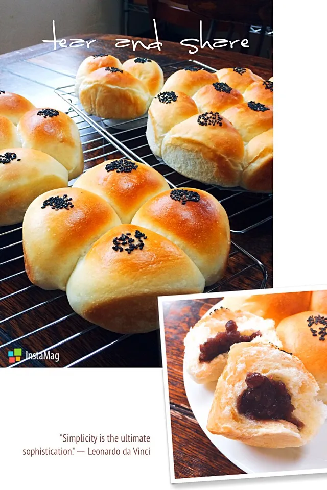 Snapdishの料理写真:ある日のちぎりあんぱん👯4兄弟  #homemade #homebake #手作りパン #おうちパン #ちぎりパン#あんぱん|カンカンさん