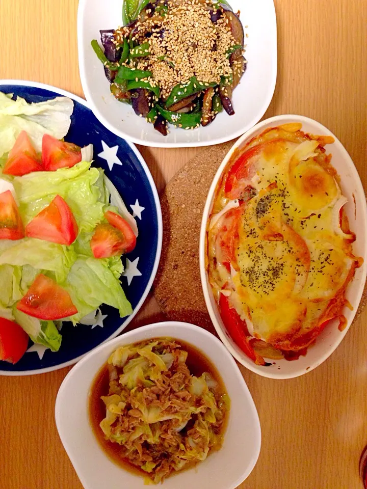 Dinner #山崎パンの白いお皿 #お弁当のおかず用|tamakiさん