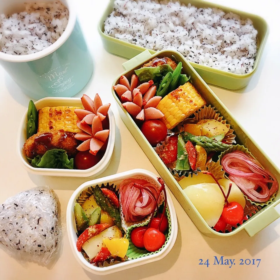 今日のお弁当♪#双子 #お弁当 #女子高生 #女子高生のお弁当 
#obento #packed lunch #twin#twin box lunch#Female senior high school student|cheesaltさん