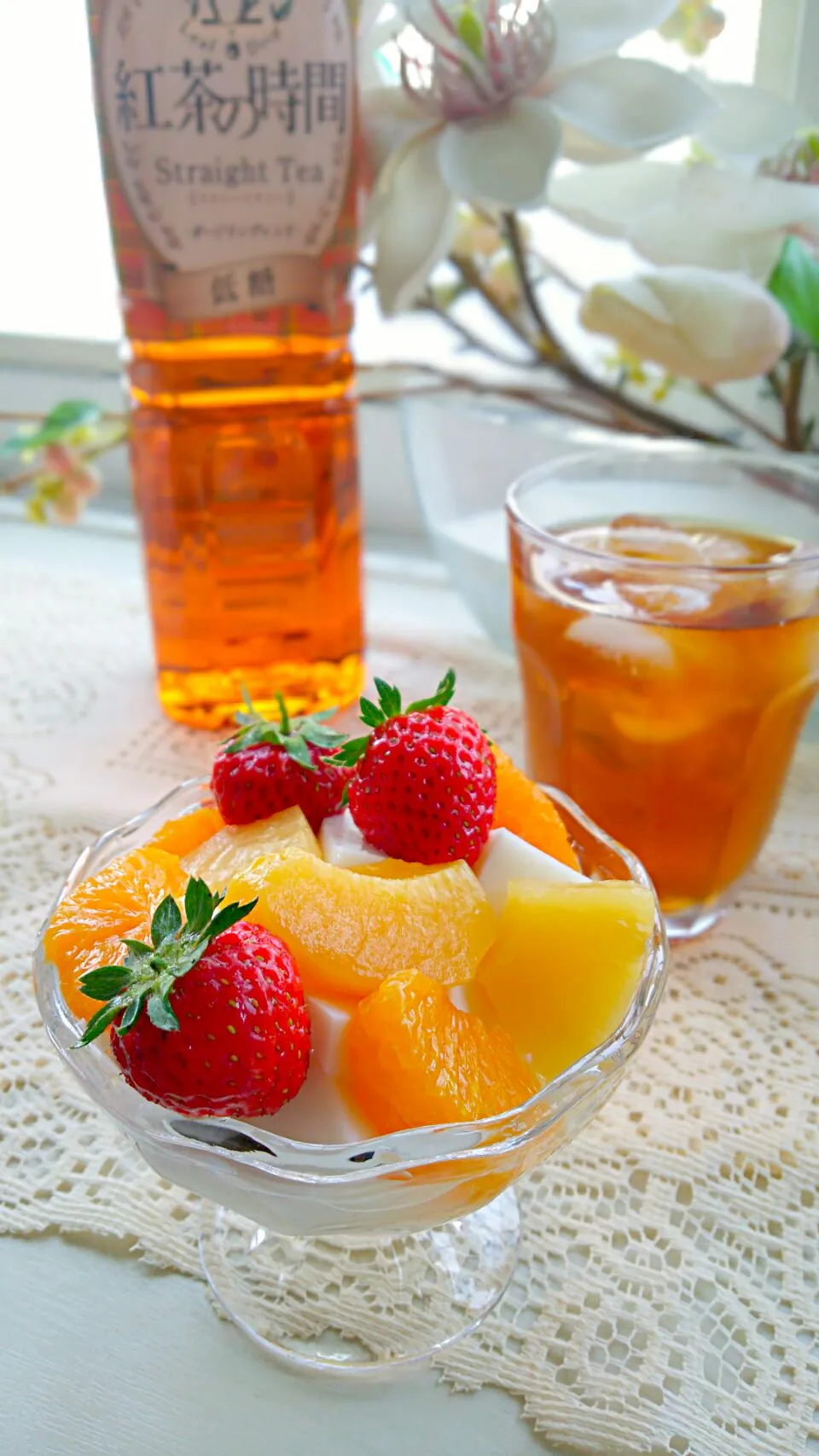 Tea time☕ Milk agar with fruits 紅茶の時間で牛乳かん #おうちカフェ #ティータイム|まめさん