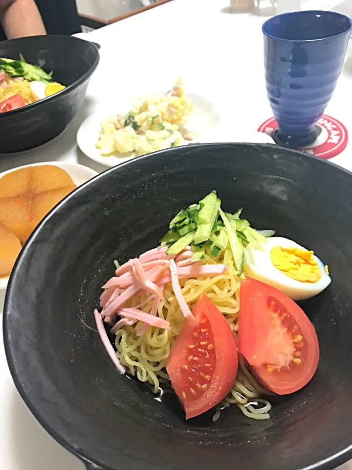 冷やし中華 ポテトサラダ 大根の煮物|はるちゃんままさん