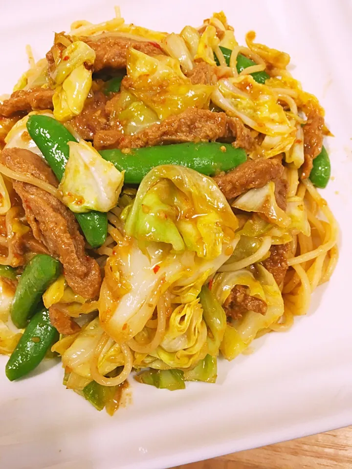 大豆のお肉とキャベツで回鍋肉パスタ🍝|key♪さん