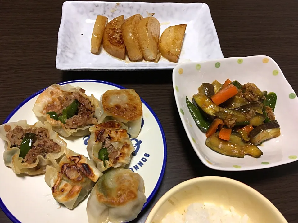 #ひき肉とピーマンの餃子#大根ステーキ#麻婆ナス|はっしーさん