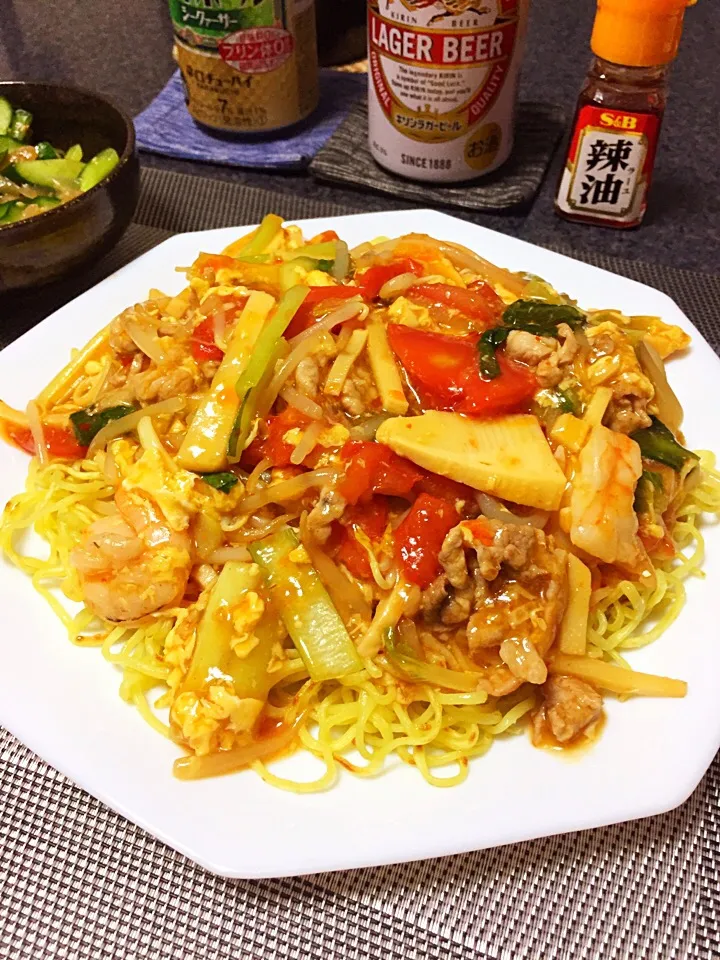 サンラーあんかけ焼きそば トマト入り|ほっけまんさん