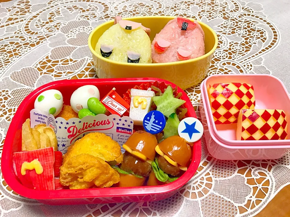 マックデコ弁🍔#キャラ弁 #デコ弁#マクドナルド#リュック#遠足のお弁当|makoさん