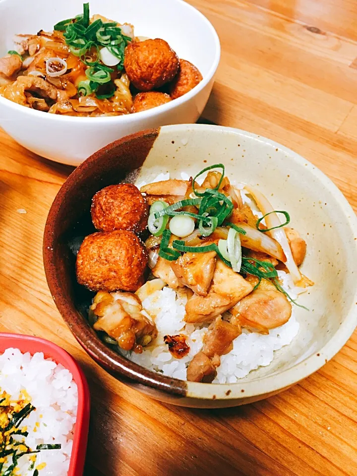 Snapdishの料理写真:晩御飯☺️焼き鳥、鳥つくね丼|るりさん