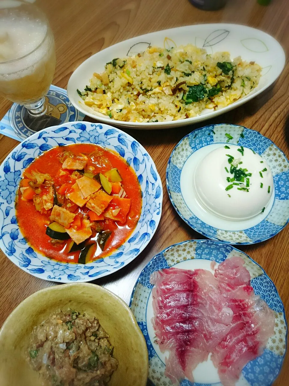 ・鯵のなめろう
・イサキの刺身
・夏野菜のトマト煮込み
・メンマ入チャーハン
・冷や奴|ようかんさん