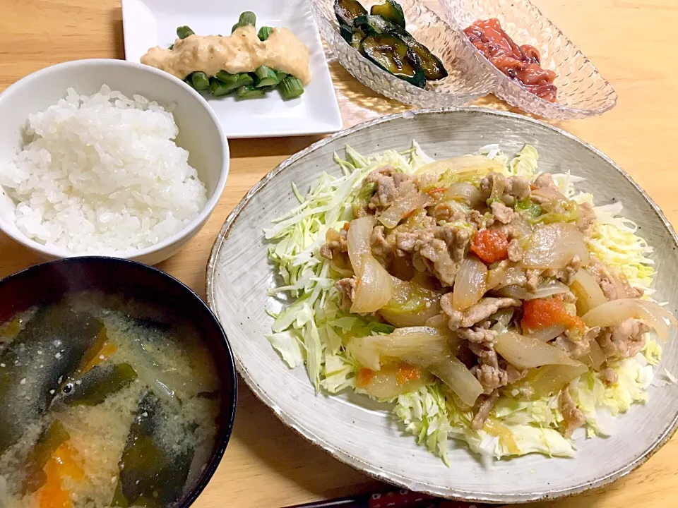 #豚野菜炒め晩御飯|ゆりえさん