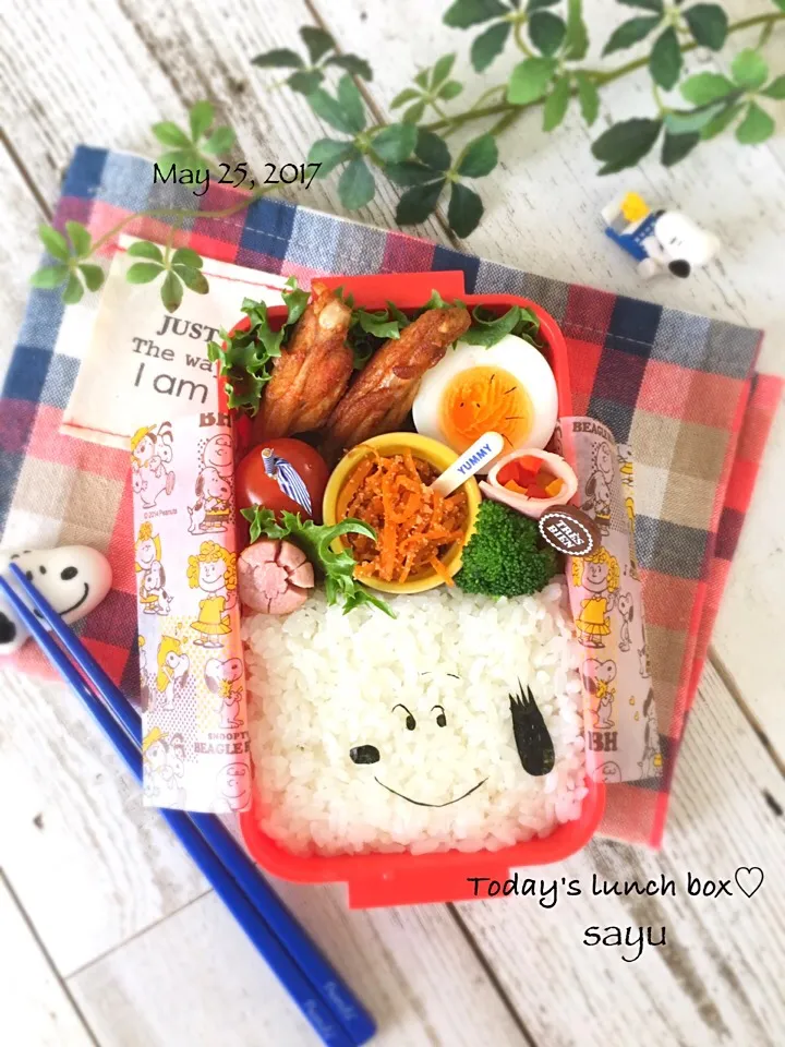 Snapdishの料理写真:簡単☆詰めるだけスヌーピー弁当♡|sayu♡さん