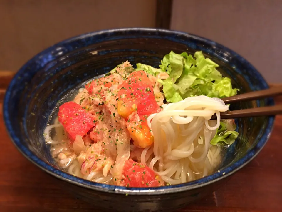 新玉とツナの塩レモンそうめん2|半田手延べそうめんの店 阿波や壱兆さん