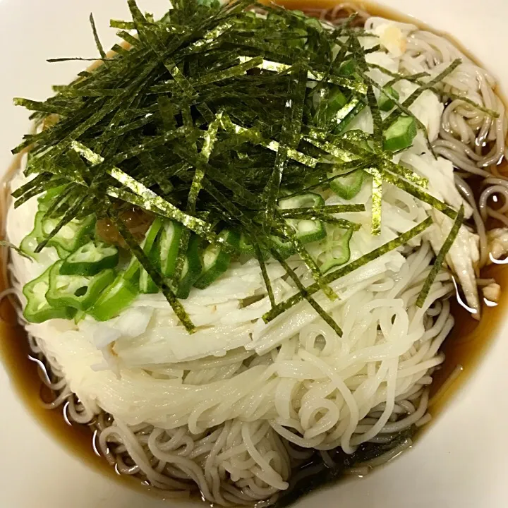 長芋とオクラとなめ茸のぶっかけそうめん|agnes2001さん