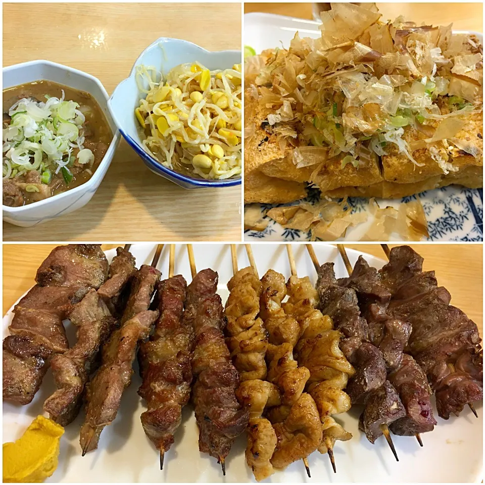 Snapdishの料理写真:プレミアムフライデーナイトはもつ焼きたちで乾杯🍻|ゆうじ.さん