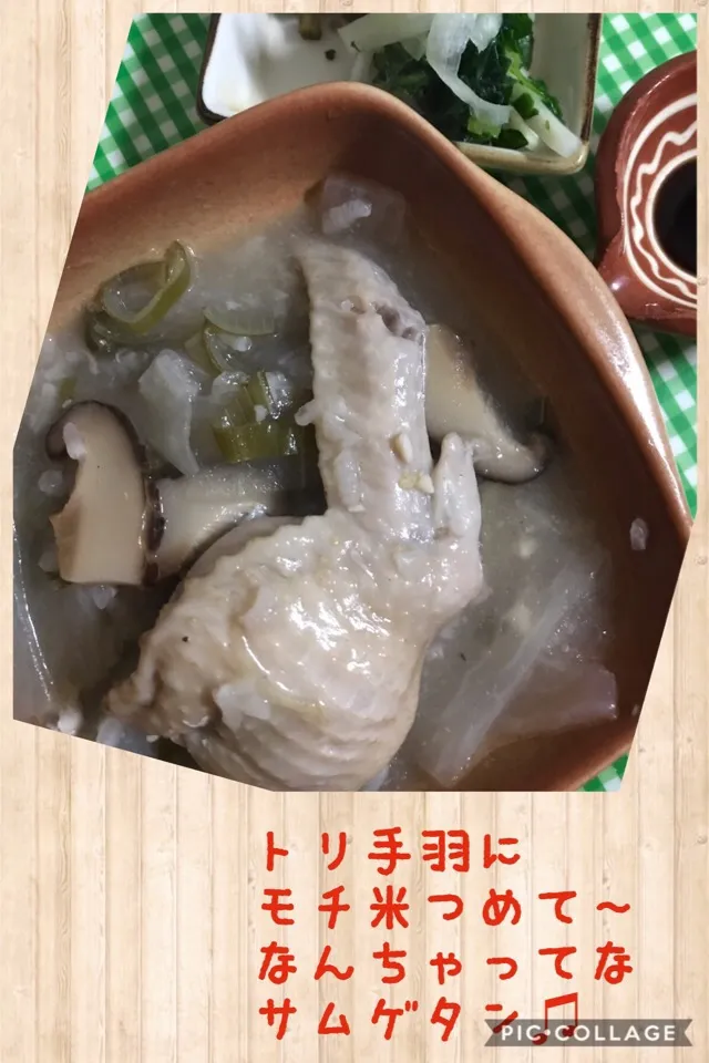 土鍋で煮込んだ参鶏湯風🐓薄味で仕上げつつウスター＆ポン酢を混ぜたタレで味にバリエーション💖#土鍋 #鳥手羽煮込み #参鶏湯|こなちゅんさん