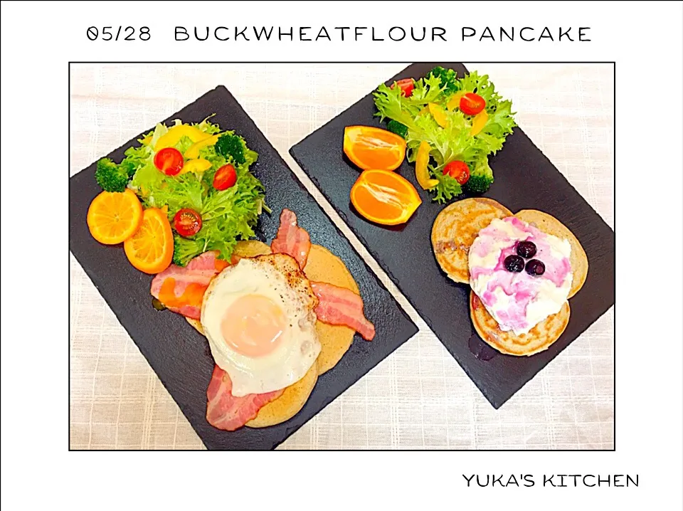 Snapdishの料理写真:そば粉パンケーキ🥞
             〜娘と二人の朝食〜|Yuka mamaさん