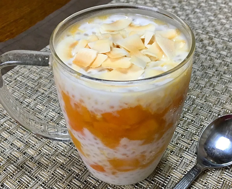 Snapdishの料理写真:✨FRESH MANGO & TAPIOCA in COCONUT MILK...topped with coconut chips✨|🌺Sanntina🌺さん