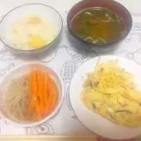 #野菜のナムル #かに玉 #栗ご飯 #味噌汁|ゆかさん