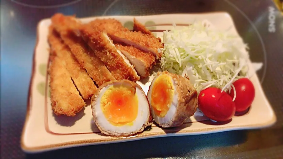 チキンカツとゆで卵の豚肉巻き|僕のステップさん