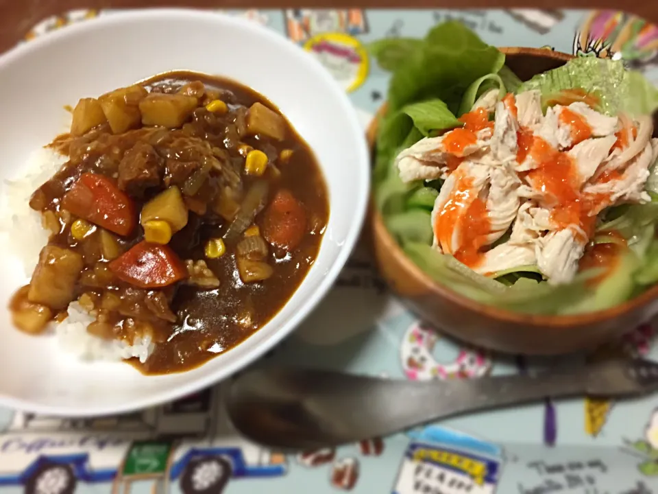 ポーク？カレー
チキンサラダ|まるちゃんさん