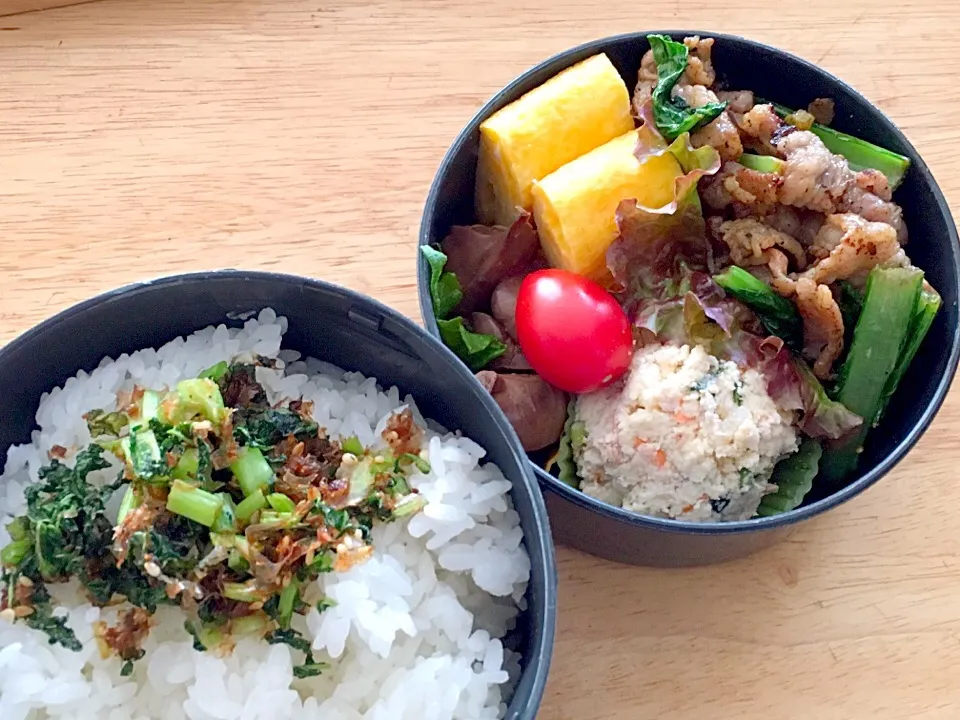 豚と小松菜の液体塩麹炒め。|弁当 備忘録さん