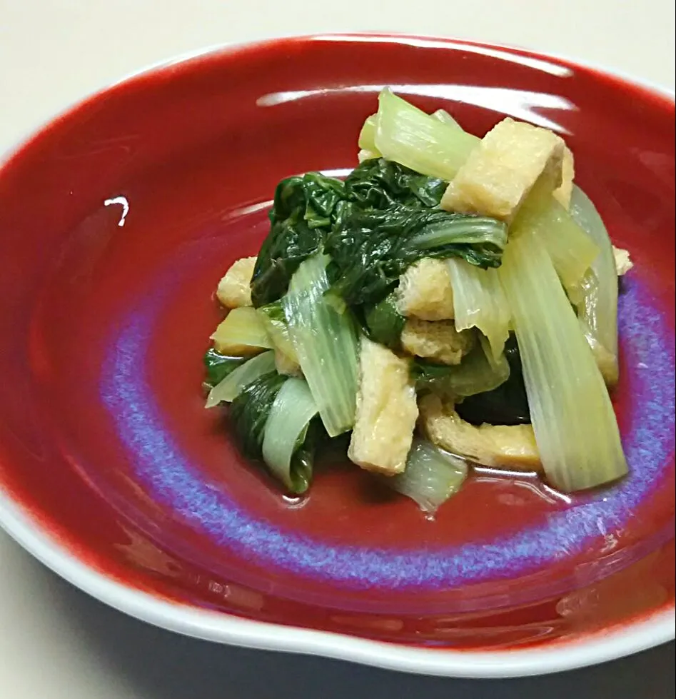 しろ菜と油あげの煮物|あらいぐまのしっぽさん