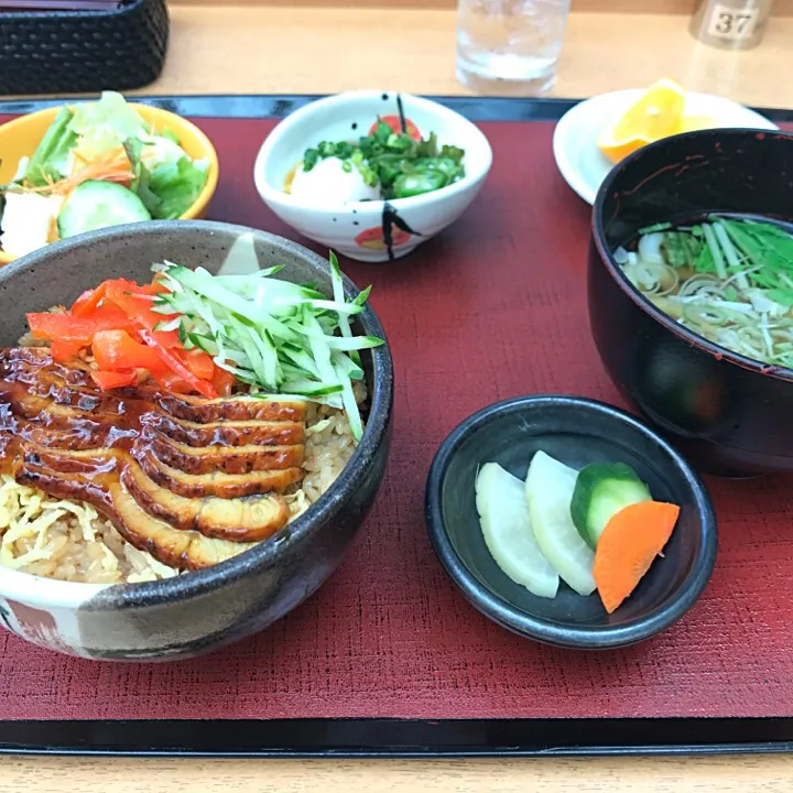 鰻ちらし/サラダ/温玉メカブ/温うどん|山内博之さん