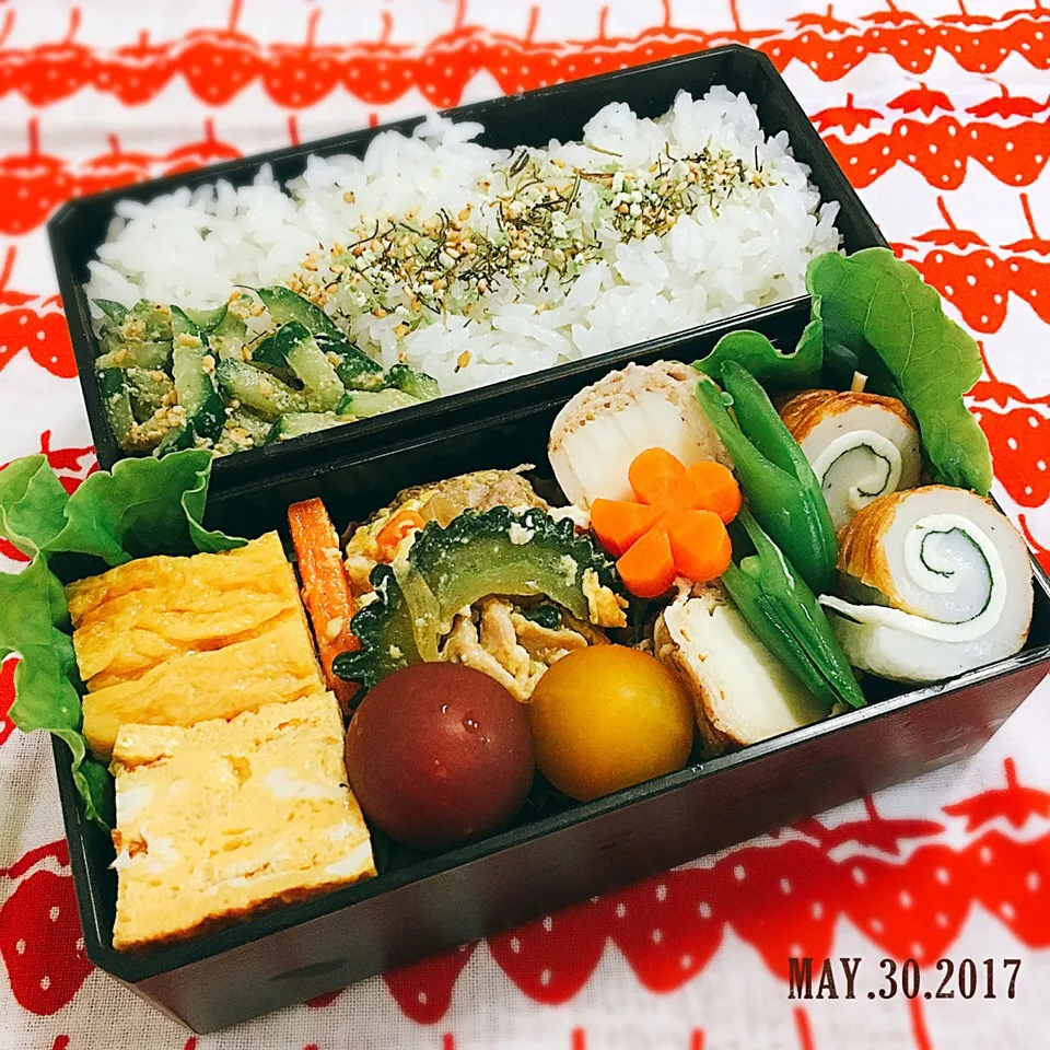 卵焼き弁当 #弁当 #お弁当記録 #お弁当 #常備菜 #ゴーヤチャンプルー|momo31omomさん