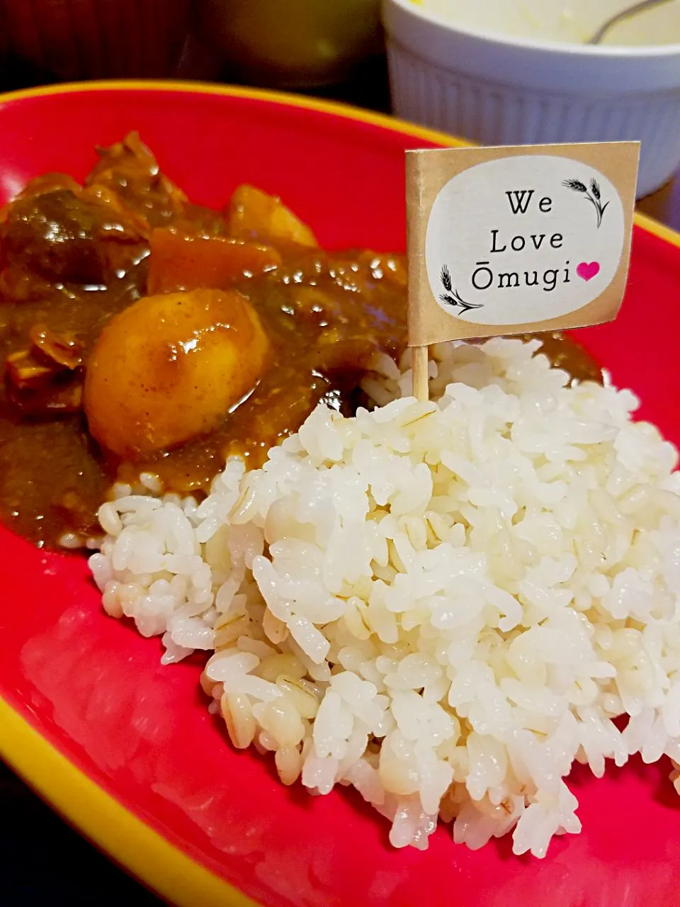 もち麦ごはんで新じゃがとチキン🐔のカレー|ふりるさん