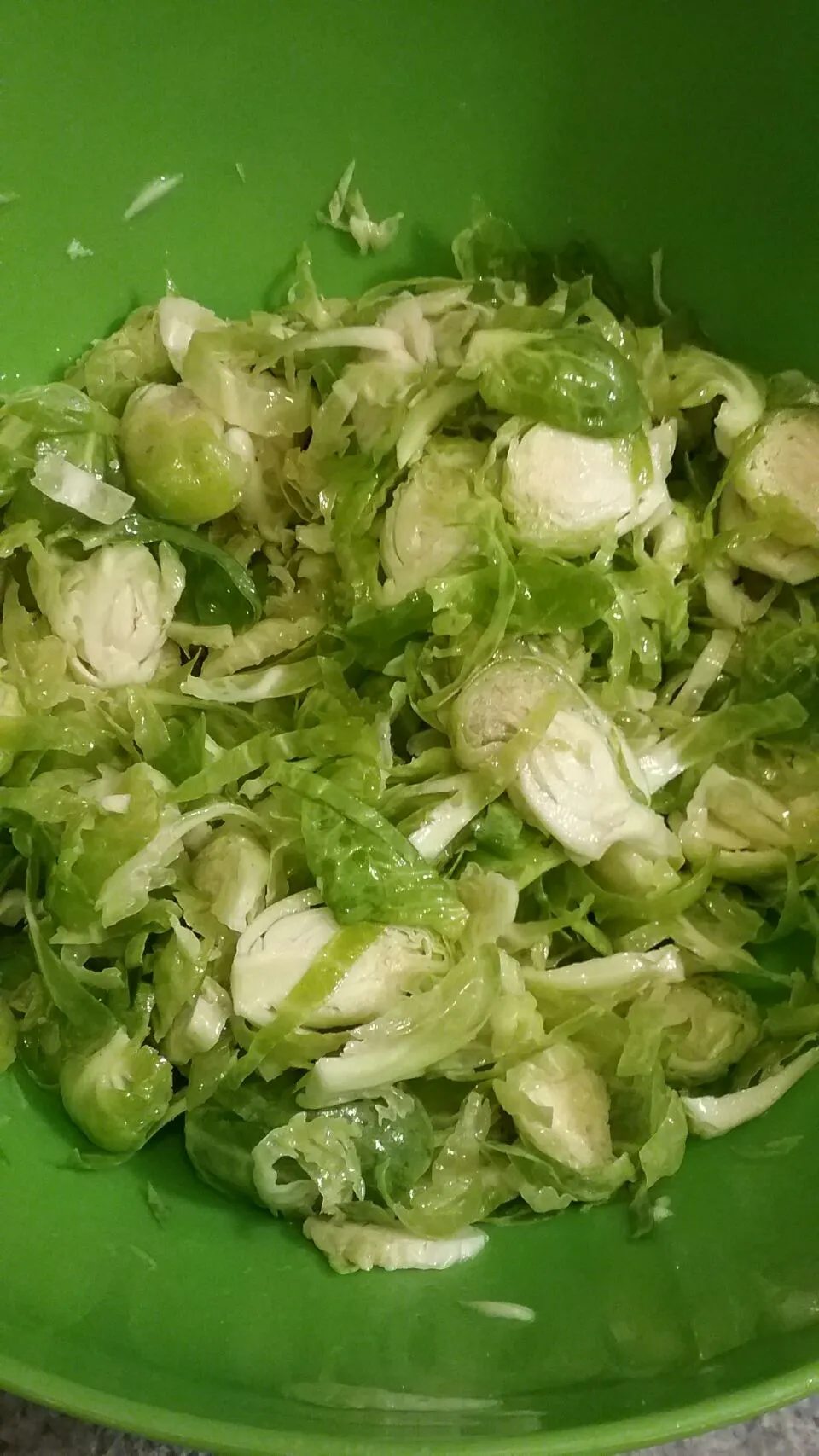 Snapdishの料理写真:Brussels sprouts salad.  simply dressed in avocado oil,  fresh lime juice salt and white pepper.|Polly Gelfusoさん