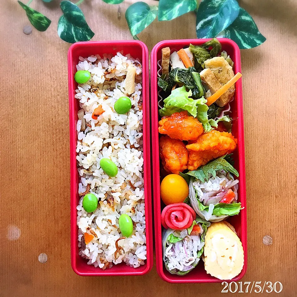 昨日の娘弁当2017.5.30 (* ॑꒳ ॑* )⋆*   #テーブルビネガー|ばろんさん