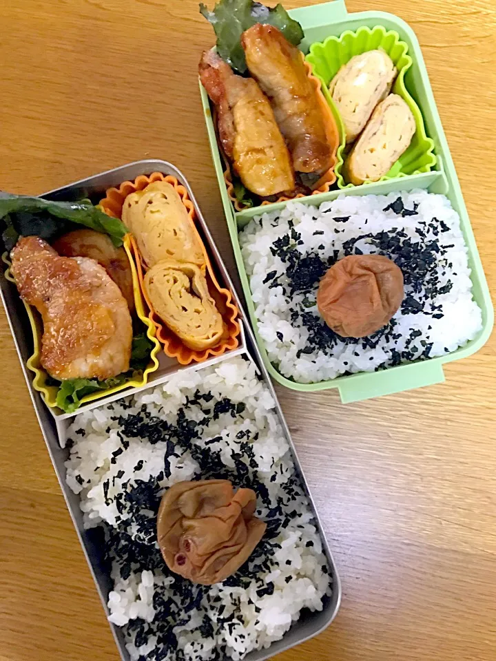 新玉ねぎの肉巻き弁当。パパママ仕事弁当。|めぐりんさん