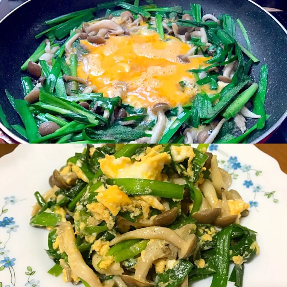 Breakfast 🍳 #rice #babymushroom #garlicchives #egg #saltandpepper #totaste 🌞🍴💐|Food Gardenさん