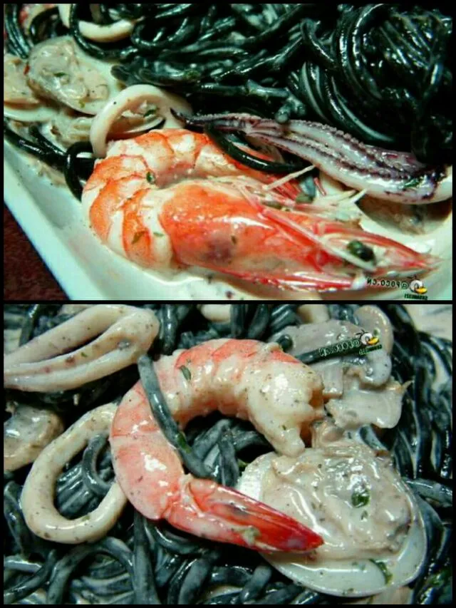 squid ink pasta with seafood|steven z.y.さん