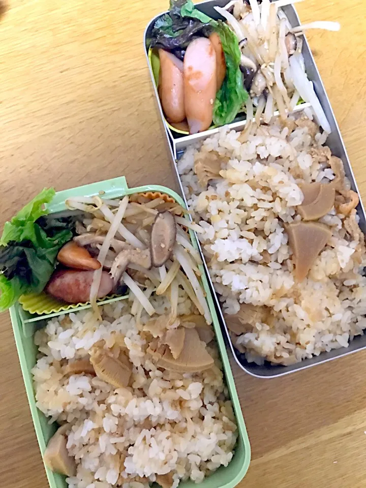 筍ごはん弁当。パパママ仕事弁当。|めぐりんさん