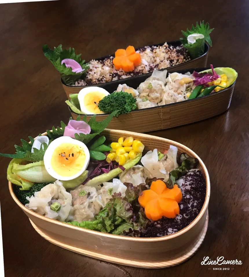 Snapdishの料理写真:今日の2人のお弁当🍱♪ 焼売で〜す♪( ´▽｀)|とんちんさん