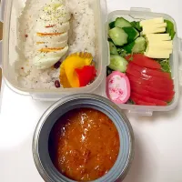 Snapdishの料理写真:バターチキンカレー弁当|水野愛日(ミズノマナビ)さん