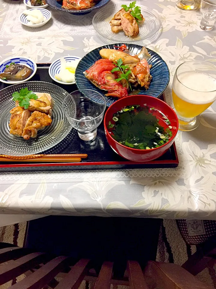 きんめ鯛のあら炊き。チキンソテー|りょうさん